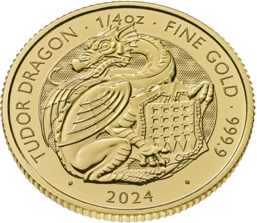 1/4 oz Karališkieji Tiudorų žvėrys: Tiudoro drakonas 2024 auksinė moneta (3)