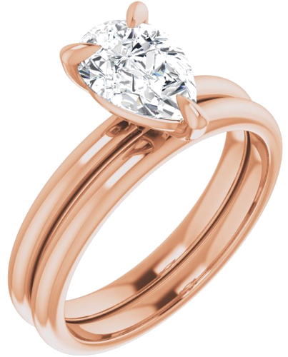 Sužadėtuvių Žiedas „Solitaire“ 585 Rožinis Aukso Pear Shape 9mm x 6mm (6)