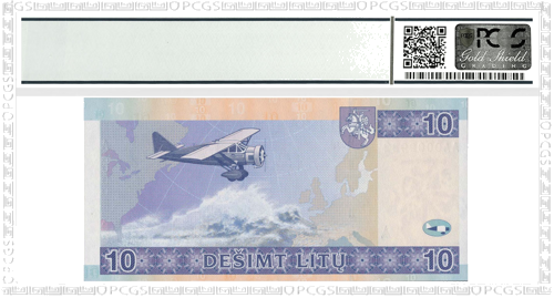 2007 Lietuva 10 litų banknotas PCGS GEM UNC 65 (2)