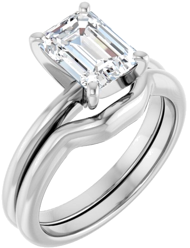 Sterling Silver  8x6 mm Emerald Solitaire Engagement Ring Mounting (6)