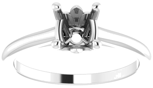 14K White 6.5 mm Round Hidden Fleur De Lis Solitaire Engagement Ring Mounting (3)