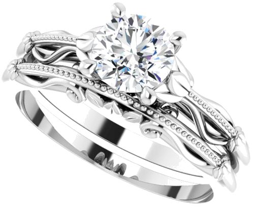 Sužadėtuvių Žiedas „Sculptural-Inspired Solitaire“ 585 Baltojo Aukso Round 5.8mm (10)