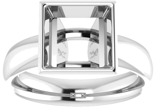 14K White 8 mm Square Engagement Ring Mounting (3)