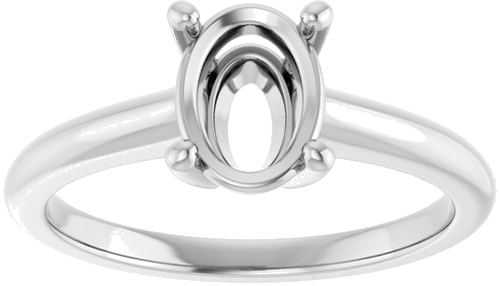 Sužadėtuvių Žiedas 585 Baltojo Aukso Oval 8mm x 6mm (3)