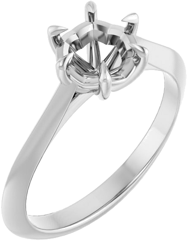 14K White 6.5 mm Round Solitaire Engagement Ring Mounting (1)