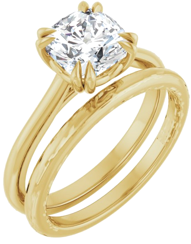 14K Yellow 7 mm Cushion Solitaire Engagement Ring Mounting (4)