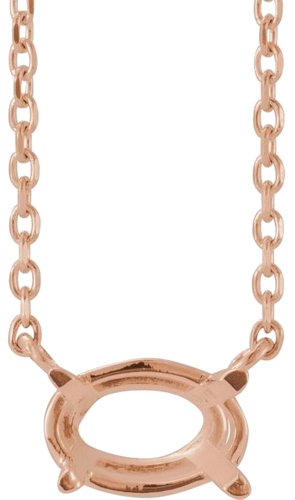 14K Rose 6x4 mm Oval Solitaire 16-18  Necklace Mounting (1)