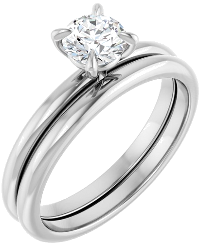 10K White  5.2 mm Round Solitaire Engagement Ring Mounting (6)