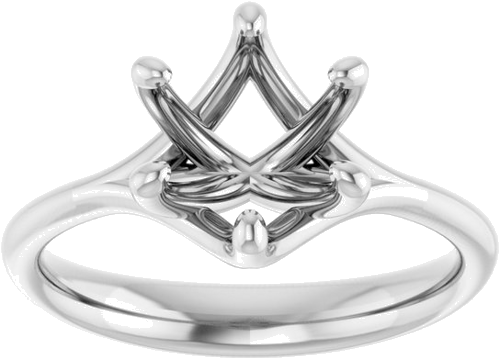 14K White 8 mm Round Engagement Ring Mounting (3)