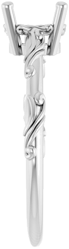 14K White 7 mm Round Solitaire Scroll Engagement Ring Mounting (4)