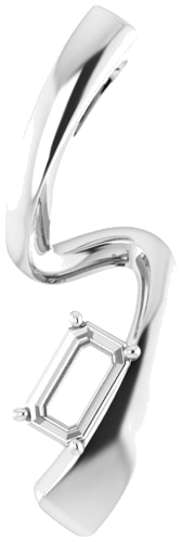 Pakabukas „Freeform Solitaire“ 585 Baltojo Aukso Emerald 5mm x 3mm (1)