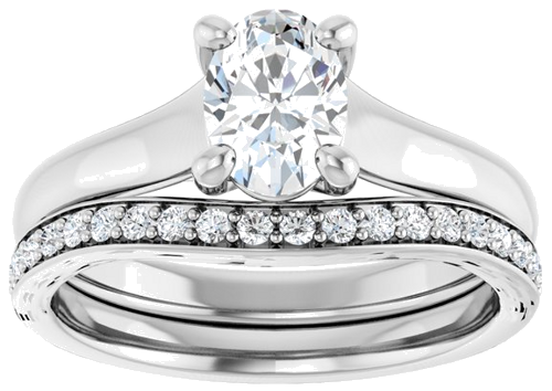 Sužadėtuvių Žiedas „Solitaire“ 585 Baltojo Aukso Oval 7mm x 5mm (8)