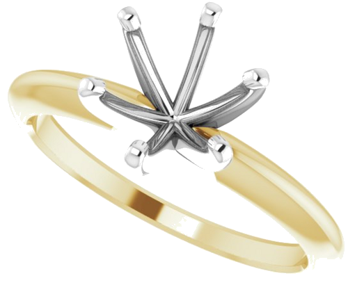 14K Yellow   White 7.3-7.7 mm Round 6-Prong Comfort-Fit Solitaire Ring Mounting (5)