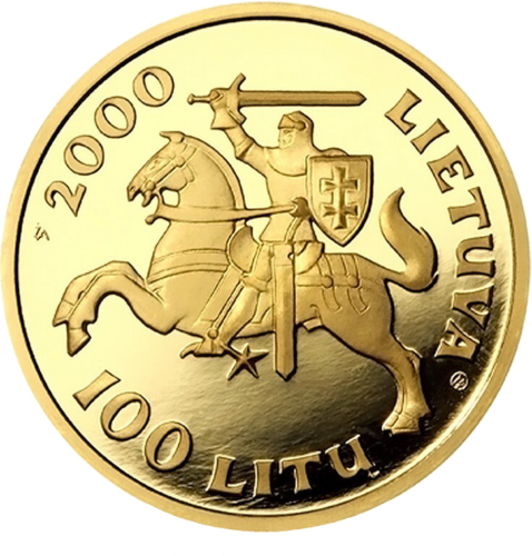2000 Витовт Великий Литва 100 литов золотая монета PF 67 ULTRA CAMEO (4)