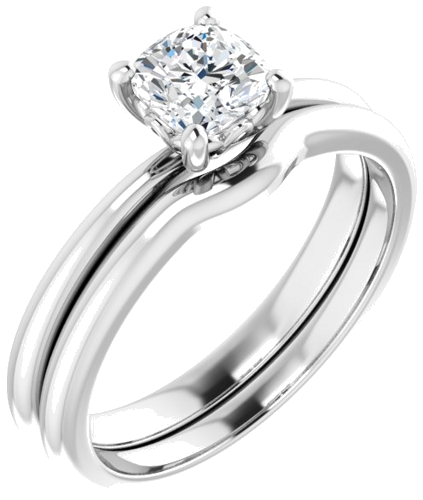 14K White 5 mm Cushion Solitaire Engagement Ring Mounting (6)