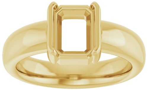 14K Yellow 8 x 6 mm Emerald Half Bezel Solitaire Engagement Ring Mounting (3)