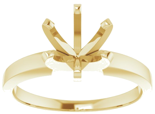 14K Yellow 7.3-7.7 mm Round 6-Prong Solitaire Engagement Ring Mounting (3)