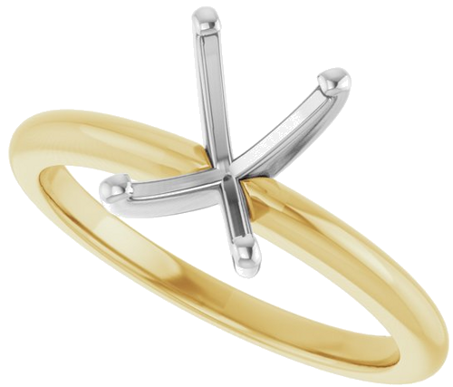 14K Yellow   White  8x6 mm Emerald Solitaire Engagement Ring Mounting (5)