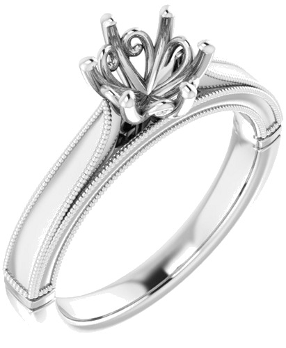 14K White  6.5 mm Round Solitaire Engagement Ring Mounting (1)