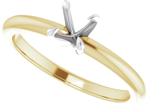 14K Yellow White 4.8 mm Round Solitaire Engagement Ring Mounting (5)