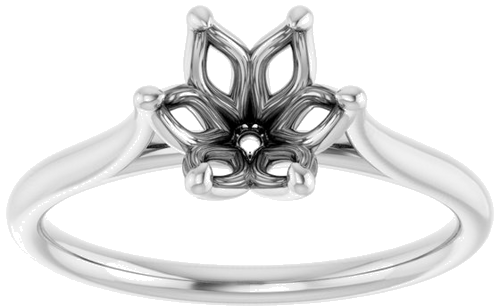 14K White 7 mm Round Engagement Ring Mounting (3)