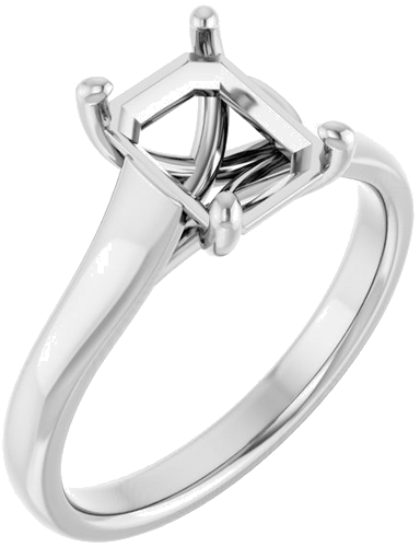 14K White 8x6 mm Emerald Solitaire Engagement Ring Mounting (1)