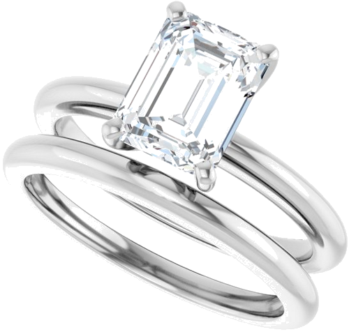 14K White  8x6 mm Emerald Solitaire Engagement Ring Mounting (10)