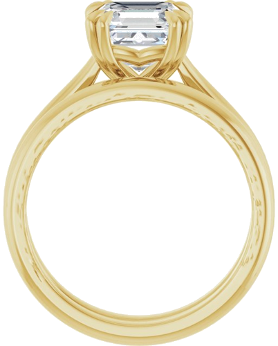 14K Yellow 7 mm Asscher Solitaire Engagement Ring Mounting (7)