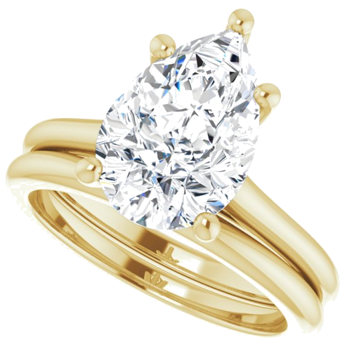 Sužadėtuvių Žiedas „Solitaire“ 585 Geltonojo Aukso Pear Shape 12mm x 8mm (10)