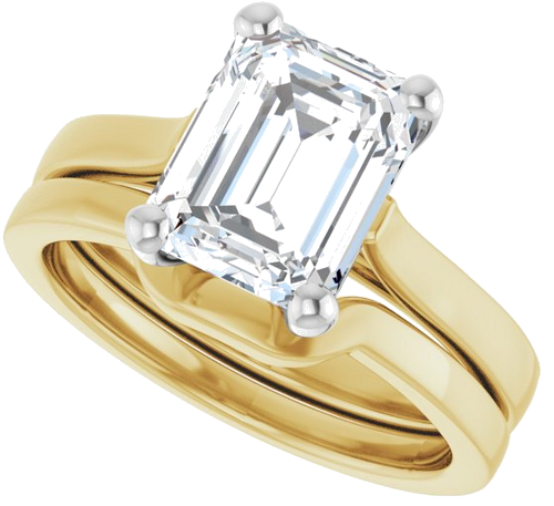 14K Yellow   White 9x7 mm Emerald Engagement Ring Mounting (10)