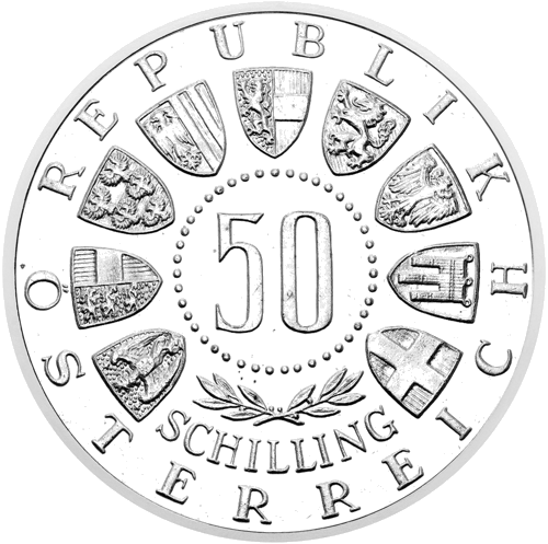 50 шиллинга Зимни олимпийски игри 1964 Австрия сребърна монета (2)