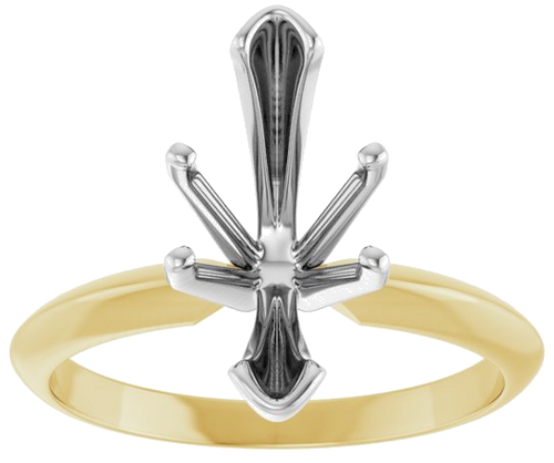 14K Yellow   White 6-Prong 13x6 mm Marquise V-End Solitaire Ring Mounting (3)