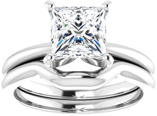 Sužadėtuvių Žiedas „Solitaire“ 585 Baltojo Aukso Square 6.5mm (8)