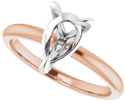 14K Rose White 9 x 6 mm Pear Engagement Ring Mounting (5)