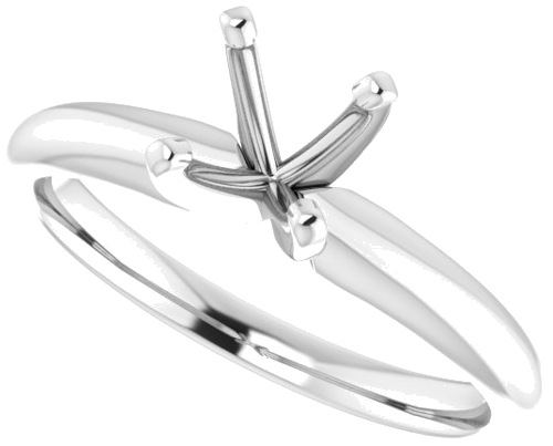 14K White 5.7-6 mm Round 4-Prong Solitaire Ring Mounting (5)