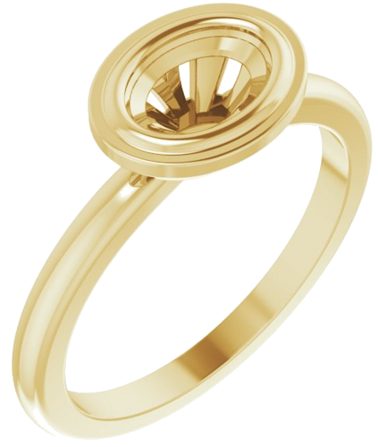 Sužadėtuvių Žiedas „Bezel-Set Solitaire“ 585 Geltonojo Aukso Oval 7mm x 5mm (1)