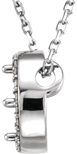 14K White 5.8 mm Round .05 CTW Natural Diamond Semi-Set 16  Necklace (2)