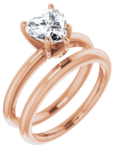 Sužadėtuvių Žiedas „Solitaire“ 585 Rožinis Aukso Heart Shape 7mm (6)