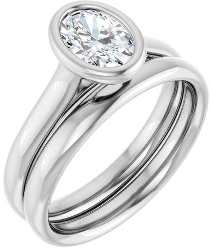 14K White  7x5 mm Oval Solitaire Engagement Ring Mounting (6)