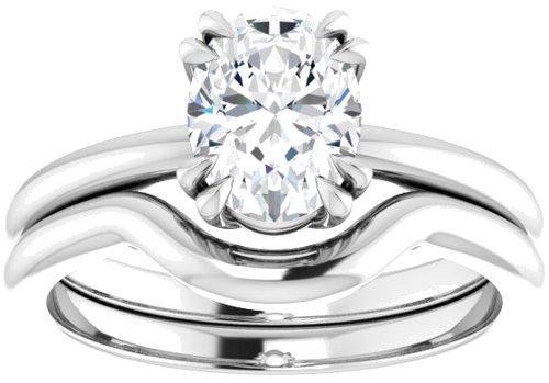 14K White 8x6 mm Oval Solitaire Engagement Ring Mounting (8)