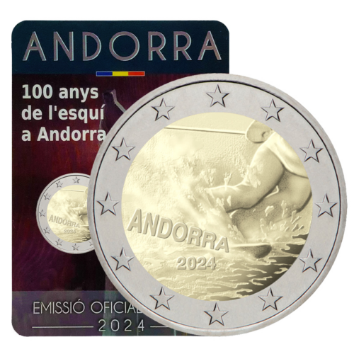 アンドラ 2024年 スキー100周年 2ユーロ 2024 Андора Монета от 2 евро BU за Алпийските ски | FLORINUS