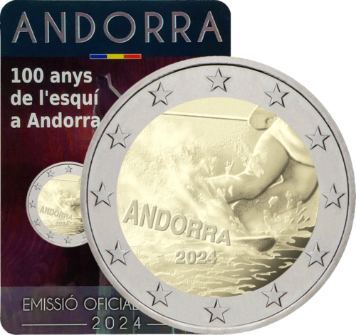 2024 Andora 2 eiro BU monēta Kalnu slēpošanai (1)
