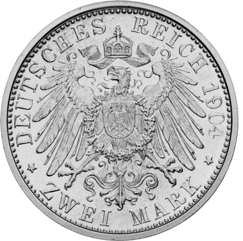2 марки Ото (1891-1913) Сребърна монета на Германската империя (2)