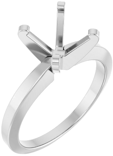 14K White 8 mm Round Solitaire Engagement Ring Mounting (1)