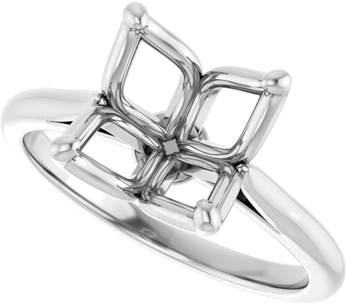 Sužadėtuvių Žiedas „Solitaire“ 14k white gold Square 7.5mm (5)