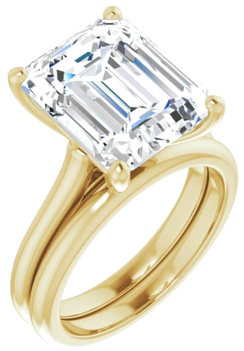 Sužadėtuvių Žiedas „Solitaire“ 585 Geltonojo Aukso Emerald 12mm x 10mm (6)