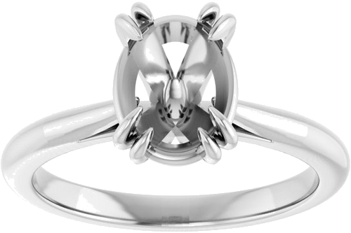 14K White 9 x 7 mm Oval Engagement Ring Mounting (3)
