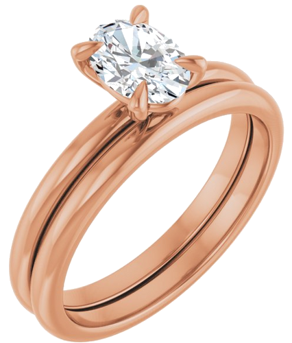 14K Rose  7x5 mm Oval Solitaire Engagement Ring Mounting (6)