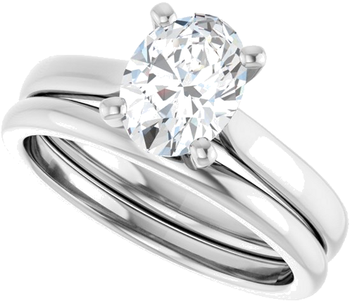 Sužadėtuvių Žiedas „Solitaire“ 585 Baltojo Aukso Oval 8mm x 6mm (10)