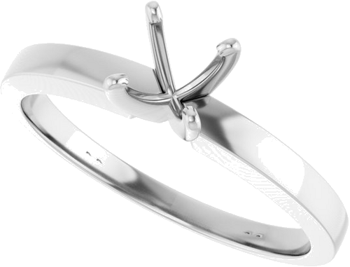 14K White 5-5.3 mm Round 4-Prong Solitaire Ring Mounting (5)